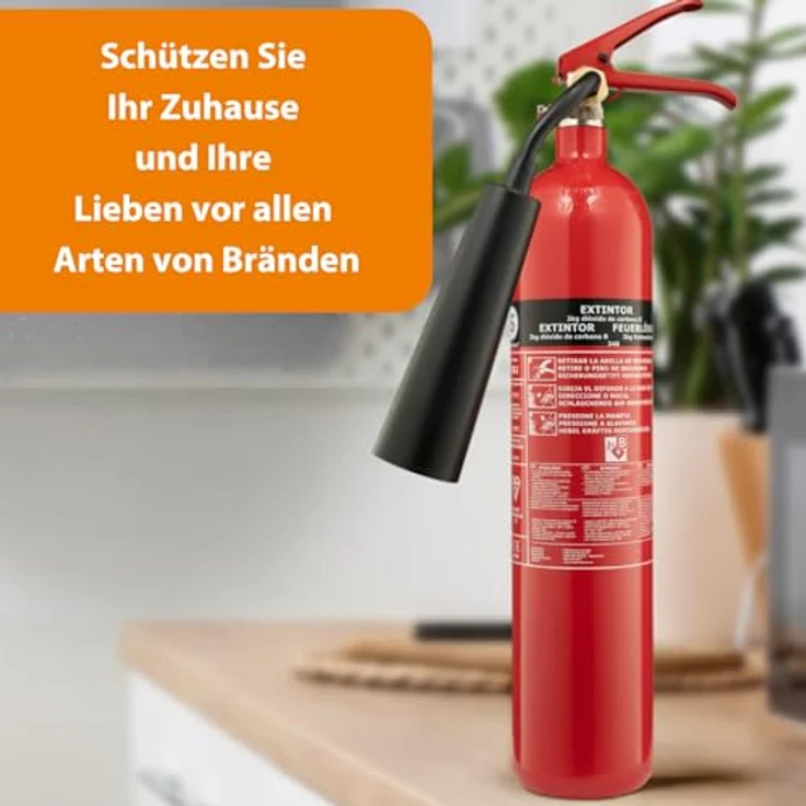 Smartwares Kohlendioxid-CO2-Feuerlöscher (2 kg, Brandklasse 34B, Inklusive Montagehalterung, CB2) – Bild 2