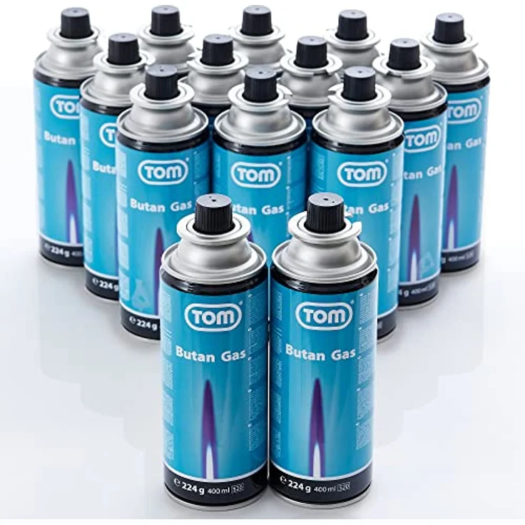 TOM 14 x Butangas Gaskartuschen CG-227 Set mit MSF-1A Bajonettventil, ideal für Campingkocher, Gaslampen und Unkrautbrenner – Bild 1