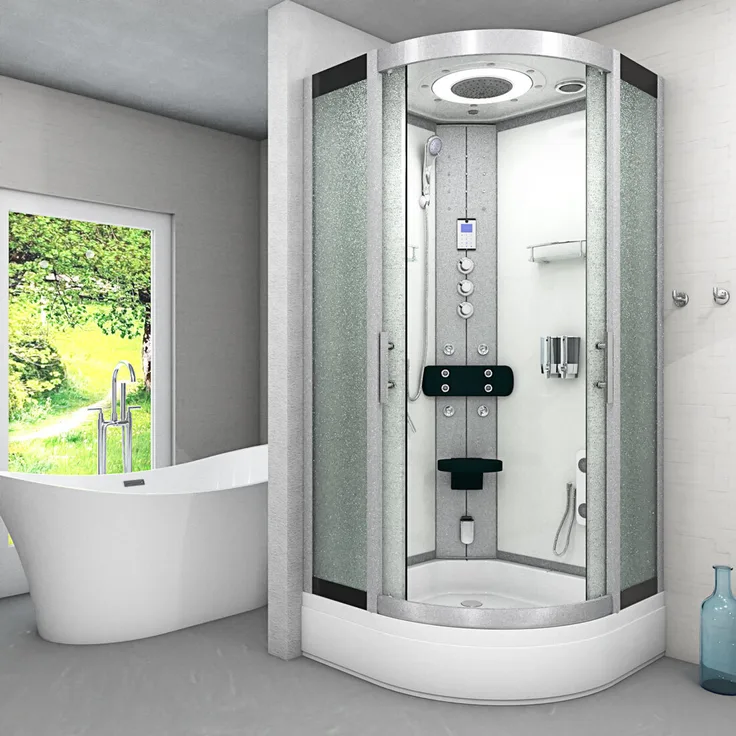 SeniorBad Dampfdusche D58-50M3, Duschtempel 90x90 cm, weiß, mit Dampfgenerator, Regendusche und Bluetooth-Player