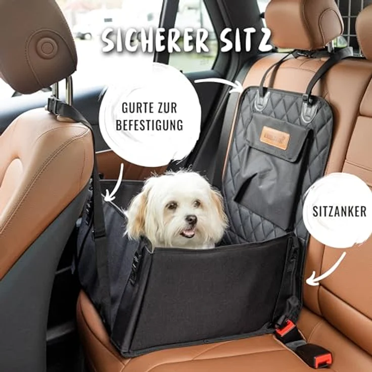 Rudelkönig Autositz für Hunde, Wasserabweisender Hundekorb für Auto Rückbank, für kleine und mittlere Hunde, schwarz – Bild 4