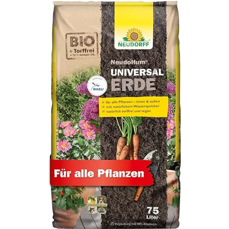 Neudorff NeudoHum Universalerde, torffreie Pflanzenerde mit organischem Dünger, 75 l – Bild 1