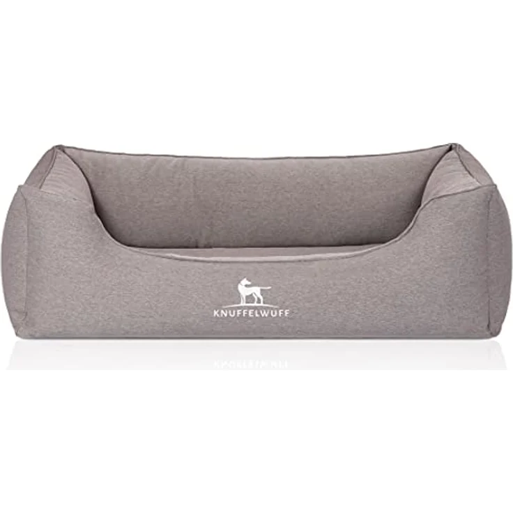 Knuffelwuff Orthopädisches Hundebett Leano aus Velours mit Handwebcharakter M-L 85 x 63cm Grau – Bild 2