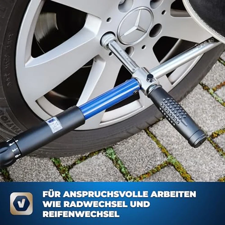 S&R Drehmomentschlüssel neues Patent: 2 in 1 Kreuz-Drehmoment-Schlüssel mit Spindelgriff, 1/2 Zoll, CRV-Stahl, stabiler Koffer, 3 Stecknüsse 17, 19, 21 mm – Bild 4
