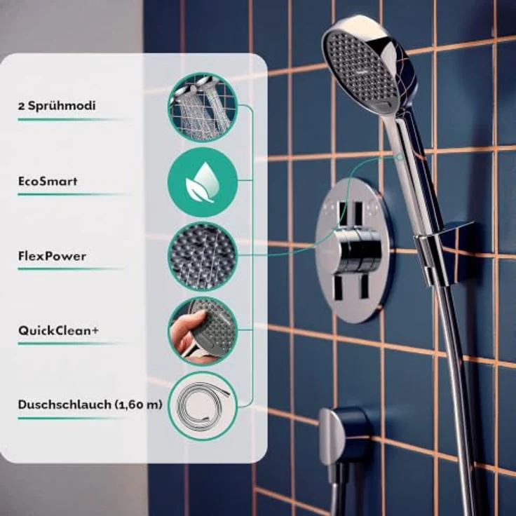 Hansgrohe Activera Select S Brausehalterset, 2jet, Handbrause mit 1600mm Schlauch, Chrom 28054000 – Bild 2