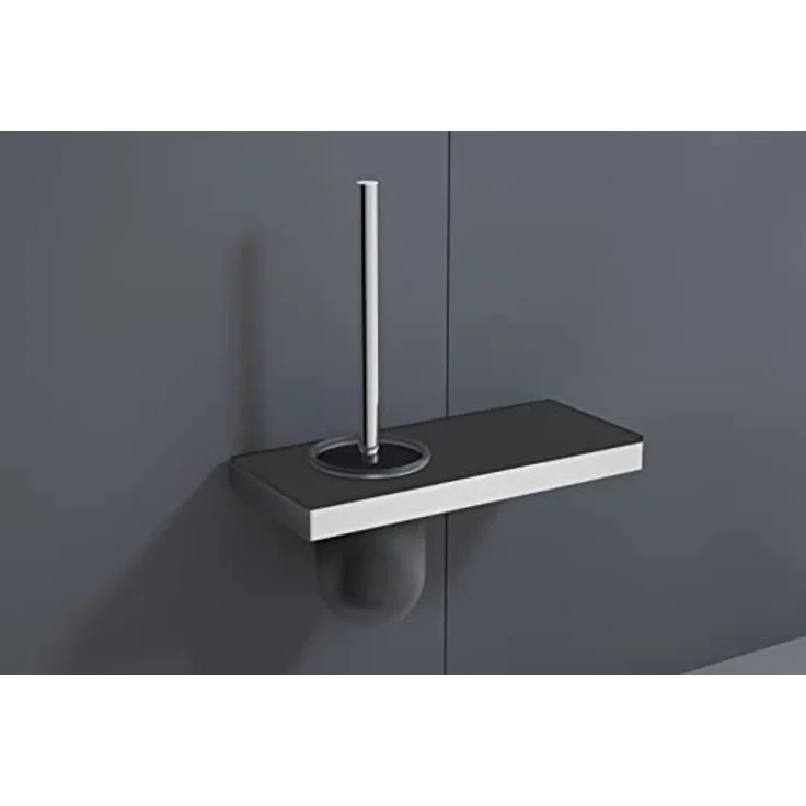 BERNSTEIN® Toilettenbürstenhalter G505 Edelstahl - WC-Bürste mit Ablage aus Glas - Farbe wählbar, Farbe:Chrom/Schwarz – Bild 2
