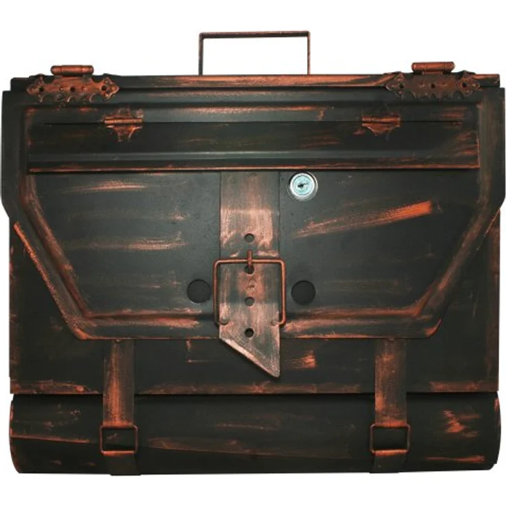 HMF Briefkasten Antik UNIKAT Aktentasche Design, Kupfer mit Zeitungsrolle – Bild 2