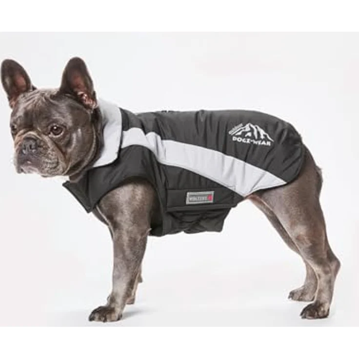 WOLTERS Skijacke Dogz Wear für Mops & Co., Größe:34 cm, Farbe:schwarz/grau, für Gurtträger, warm und gemütlich – Bild 2
