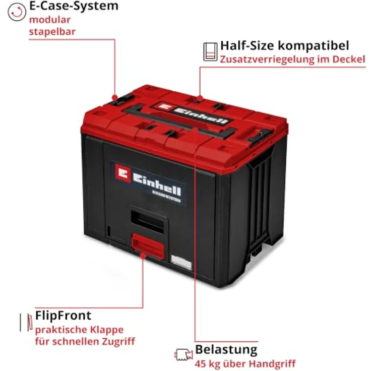 Einhell Werkzeugkoffer E-Case FlipFront, robuster Werkzeugkoffer mit praktischem FlipFront-Design – Bild 2