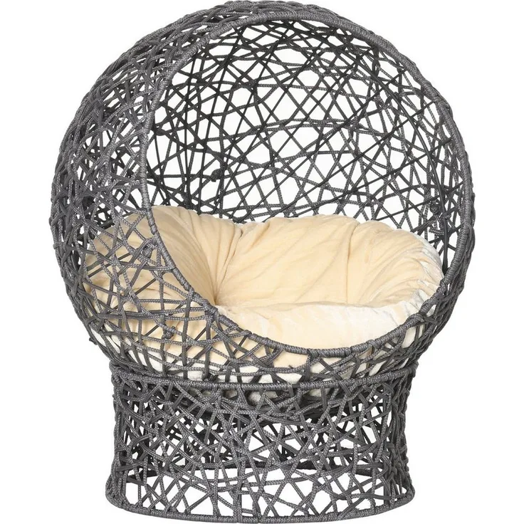 PawHut Katzenhöhle mit Kissenl, Stabiler Stahldraht, Cremeweiß + Violett, 50L x 50B x 60H cm - Preisvergleich