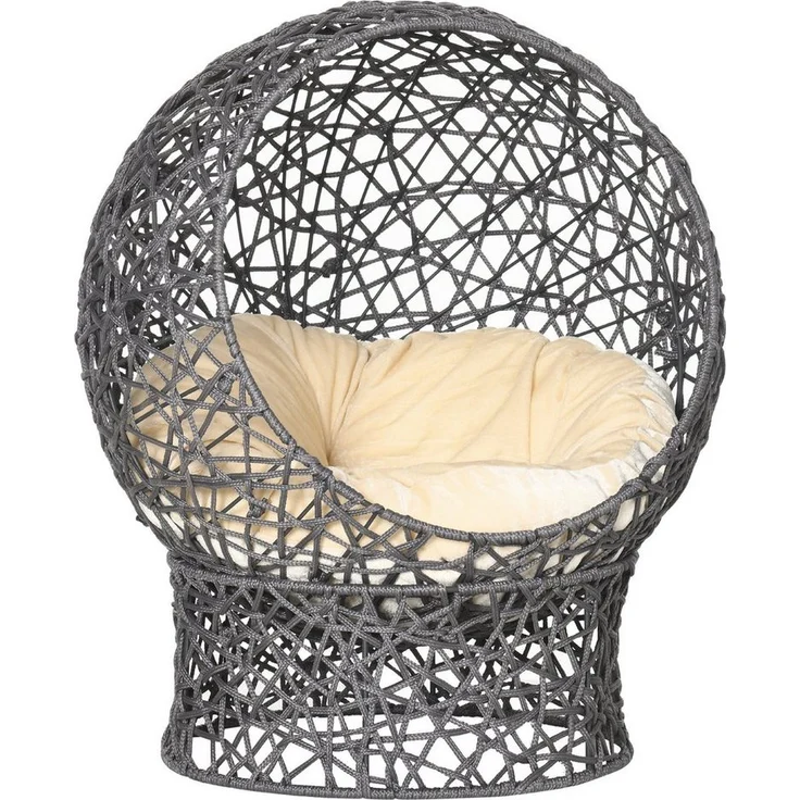 PawHut Katzenhöhle mit Kissenl, Stabiler Stahldraht, Cremeweiß + Violett, 50L x 50B x 60H cm - Preisvergleich – Bild 1