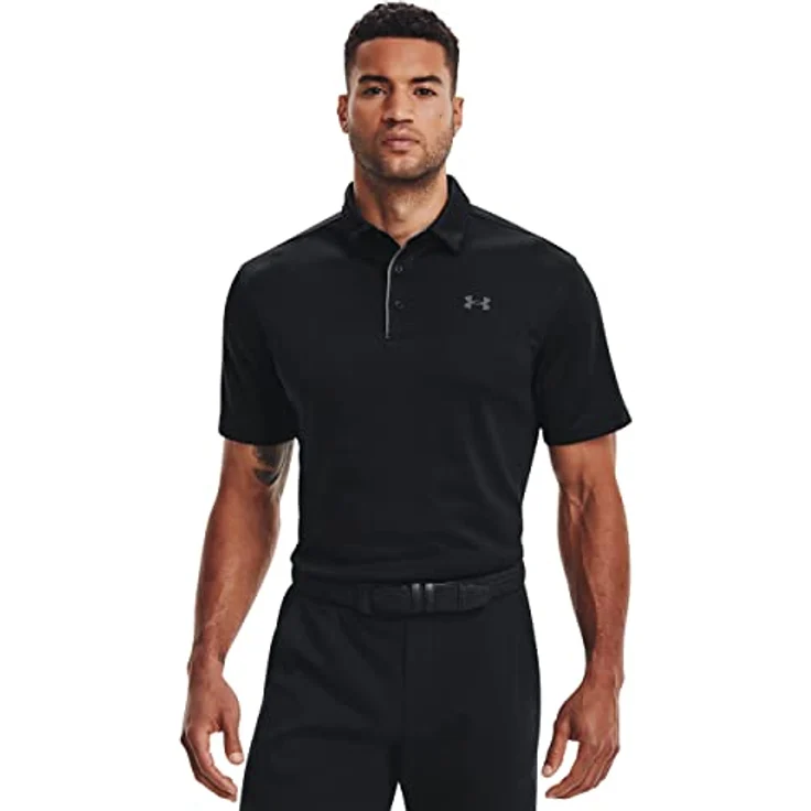 Under Armour Herren Tech Golf Poloshirt, Schwarz (Black (001)), mit loser Passform, schnelltrocknendem und atmungsaktivem Gewebe, 3XL – Bild 1