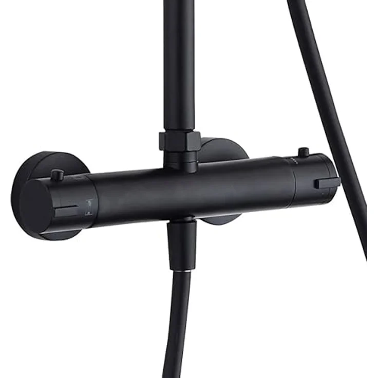 Aloni Duschsystem OPT1B, Thermostat-Duschgarnitur, schwarz matt, 120 cm – Bild 3