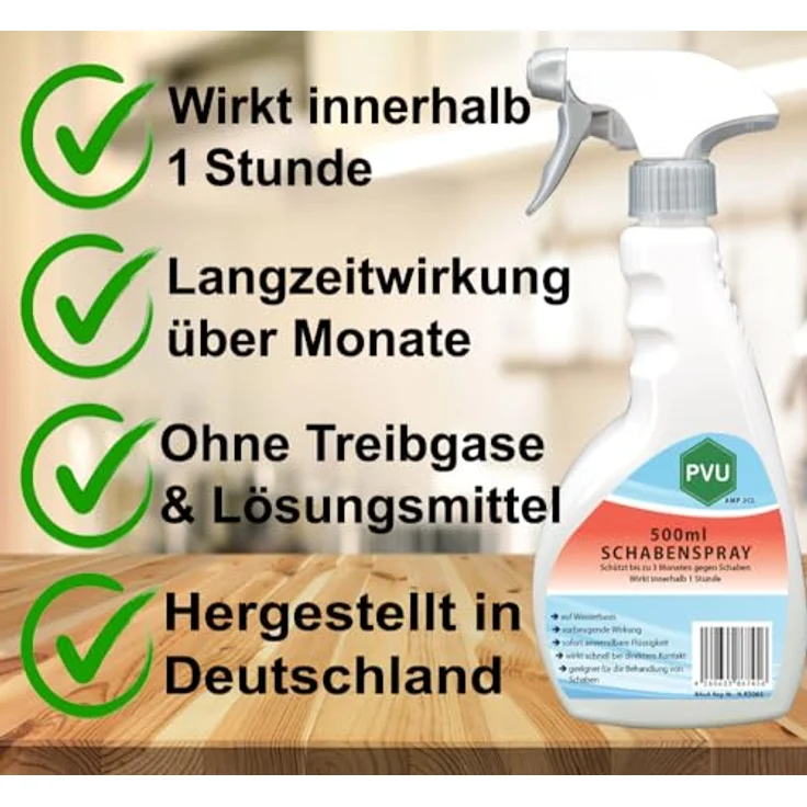 PVU Schabenspray 2x500ml | Hochwirksames Spray gegen Schaben | Schonendes Schaben Bekämpfung Gift | Kakerlaken Spray Küche auf Wasserbasis – Bild 3
