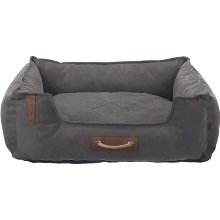 TRIXIE Hundebett BE Nordic Föhr 60x50 cm in dunkelgrau – eckiger Hundekorb für kleine & große Hunde - gemütliches Hundekörbchen mit praktischem Tragegriff - weich & waschbar - 37447