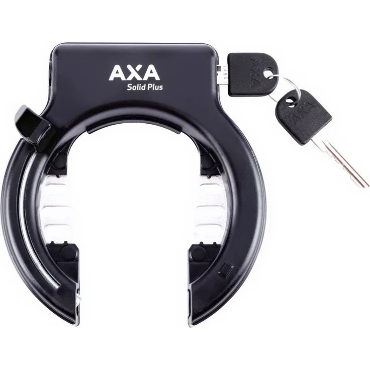 AXA Rahmenschloss-Set Solid Plus, Rahmen- und Akkuschloss mit abziehbarem Schlüssel, schwarz