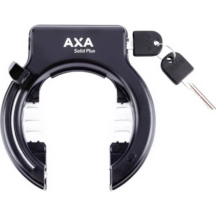 AXA Rahmenschloss-Set Solid Plus, Rahmen- und Akkuschloss mit abziehbarem Schlüssel, schwarz