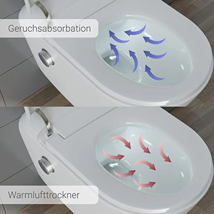 Bernstein Dusch-WC T640 PRO wandhängend, Hänge-WC, Abgang waagerecht, Tiefspüler, Komplett-Set, Weiß, mit Beleuchtung, Sitzheizung, Massage und Entkalkung – Bild 6