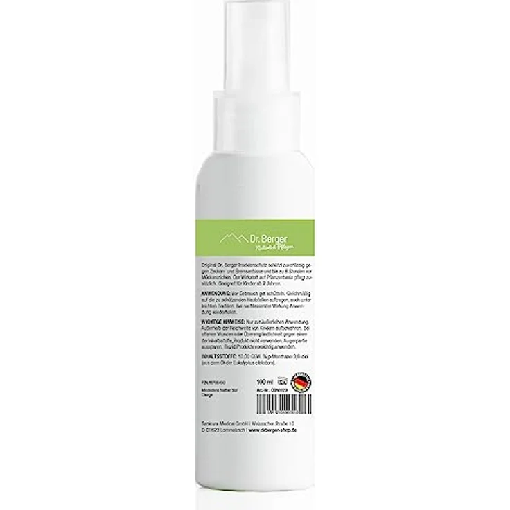Dr. Berger Insektenspray Insektenschutz Hautspray, 100 ml, vegan, pflanzenbasierte Formel gegen Mücken, Zecken und Bremsen – Bild 2