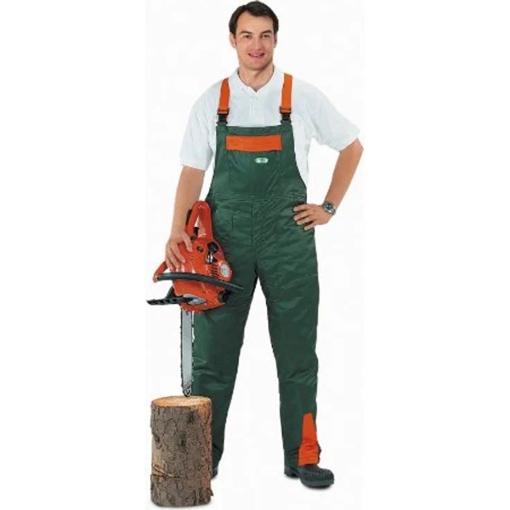 Watex 8-6612 Forstschutz-Latzhose "Forest-Jack", grünen-leuchtorange, Schnittschutz mit elastischen, verstellbaren Hosenträgern – Bild 1