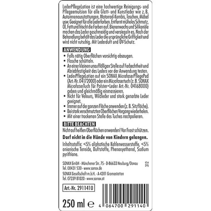 SONAX 02911410  LederPflegeLotion 250 ml – Bild 2
