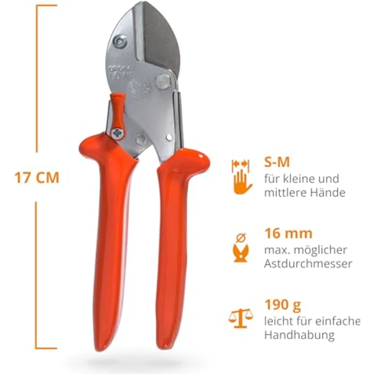 Original Löwe 5 Profi Amboss Gartenschere 5.104 mit rostfreier und antihaftbeschichteter Stahlklinge - handliche und kleine Ambossschere ideal zum Schneiden von Obstbaum Apfelbaum Kirschbaum Links- und Rechtshänder klein und mittelgroß – Bild 6