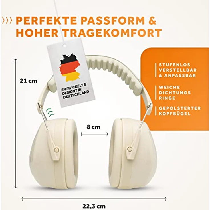 Schallwerk ® Work+ | Größenverstellbarer Gehörschutz (Beige) - Hochwertiger Lärmschutz für Arbeit und Alltag – Bild 5