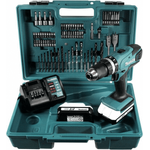 Makita HP457DWE10 - 18V G-Serie Akku-Schlagbohrschrauber (2 x 1,5 Ah) mit Ladegerät und 74-tlg. Zubehör-Set im Werkzeugkoffer