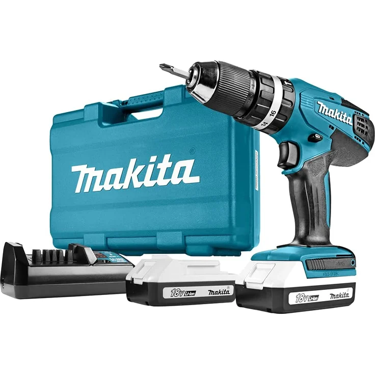 Makita HP457DWE10 - 18V G-Serie Akku-Schlagbohrschrauber (2 x 1,5 Ah) mit Ladegerät und 74-tlg. Zubehör-Set im Werkzeugkoffer – Bild 2