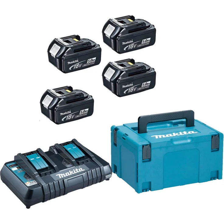 Makita Power Source Kit 4 x Werkzeugakku 18 V / 5,0 Ah + Ladegerät (197626-8), Starter-Set – Bild 1