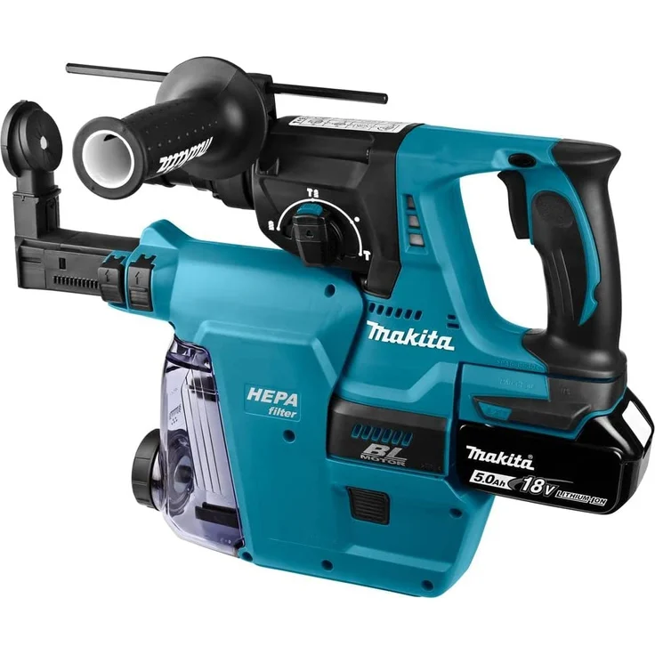 Makita DHR243RTJW 18V Akku-Kombi-Hammer SDS-Plus 2x Akku5,0Ah mit Staubabsaugung (DHR243RTJW) – Bild 6