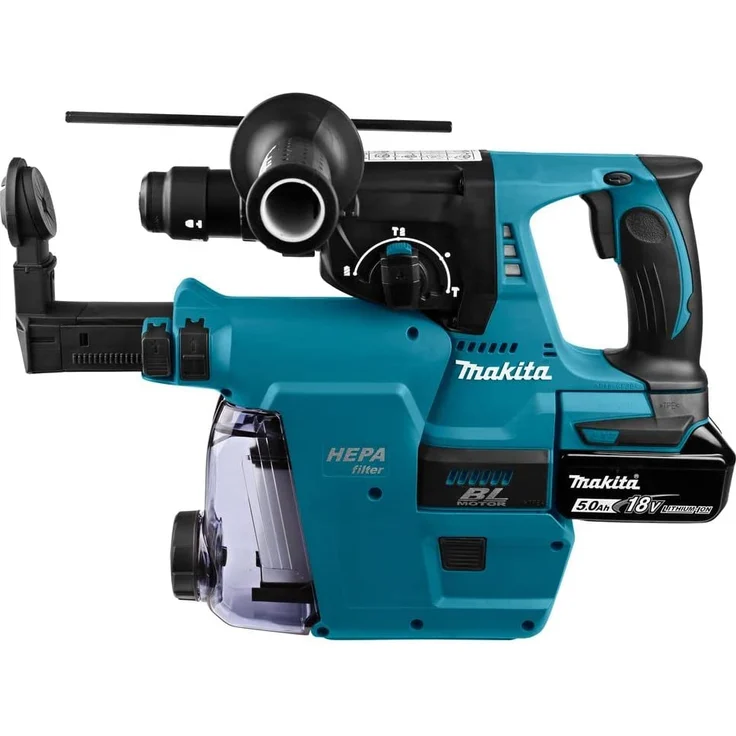 Makita DHR243RTJW 18V Akku-Kombi-Hammer SDS-Plus 2x Akku5,0Ah mit Staubabsaugung (DHR243RTJW) – Bild 7