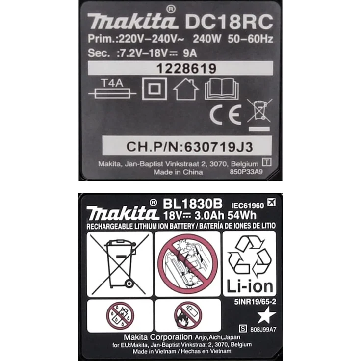 Makita Energy Kit 191A24-4 BL1830B und DC18RC Akku und Schnellladegerät 18 V 3 Ah – Bild 4