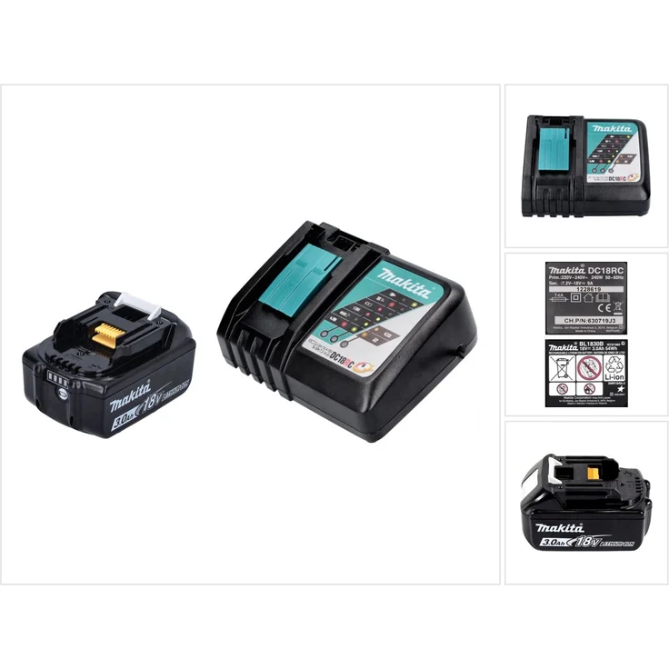Makita Energy Kit 191A24-4 BL1830B und DC18RC Akku und Schnellladegerät 18 V 3 Ah – Bild 2
