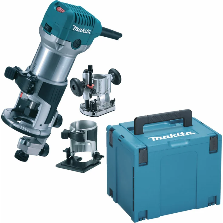 Makita RT0700CX2J Oberfräse und Trimmer Parallelanschlag 6 x 160 mm, 710 Watt Leistung, 8 mm Spannzangenweite, 40 mm Fräskorbhub – Bild 8