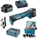 Makita TM30DSMJX5 Akku-Multifunktionswerkzeug 10,8 V - 4,0Ah, 2 Akkus, Ladegerät, MAKPAC inklusiv 41 teilig Zubehör-Set, 170 W, 10.8 V, türkisschwarz, mit 2X 4,0 Ah inkl. Sortiment Einsatzwerkzeuge