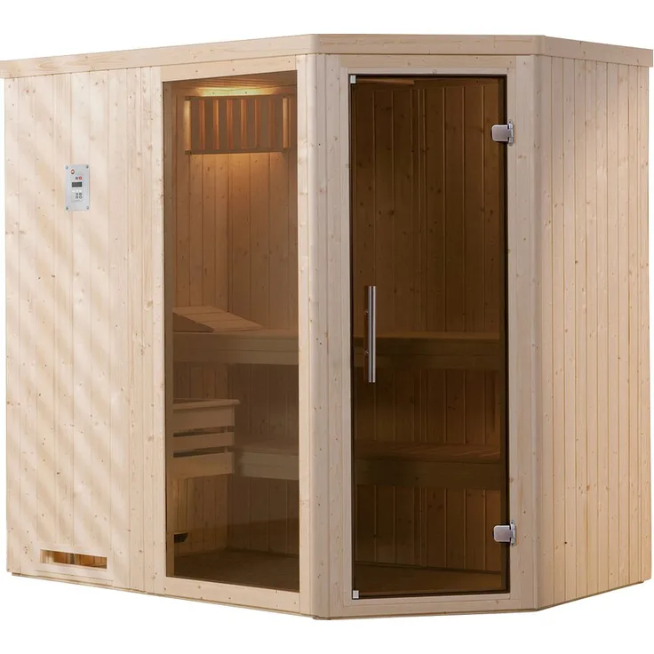 weka Sauna Varberg 1, BxTxH: 194 x 144 x 199 cm, 68 mm, ohne Ofen, Glastür und Fenster