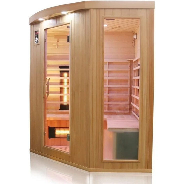 Dewello Infrarotkabine Infrarotsauna HALEY 160cm x 160cm inkl. Vollspektrumstrahler, Bodenstrahler und Zubehör – Bild 2