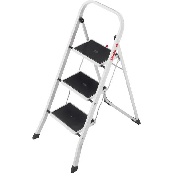 Hailo HobbyStep Leiter K20 Klapptritt 3 Stufen 4397-901, Trittleiter, Klapphocker, freistehend, max. 150 kg Belastbarkeit, 2,46 m Arbeitshöhe