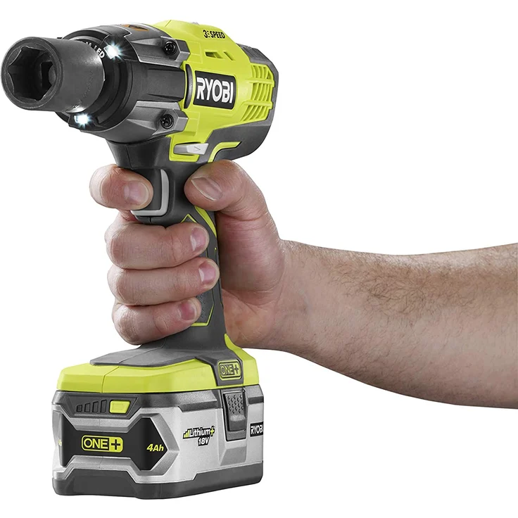Ryobi R18IWPI-115G Akku-Maschinenset 18 V Schlagschrauber und Kompressor, mit Akku und Ladegerät inkl. 3 Ratschen-Nüsse 17, 19 & 21 mm – Bild 3