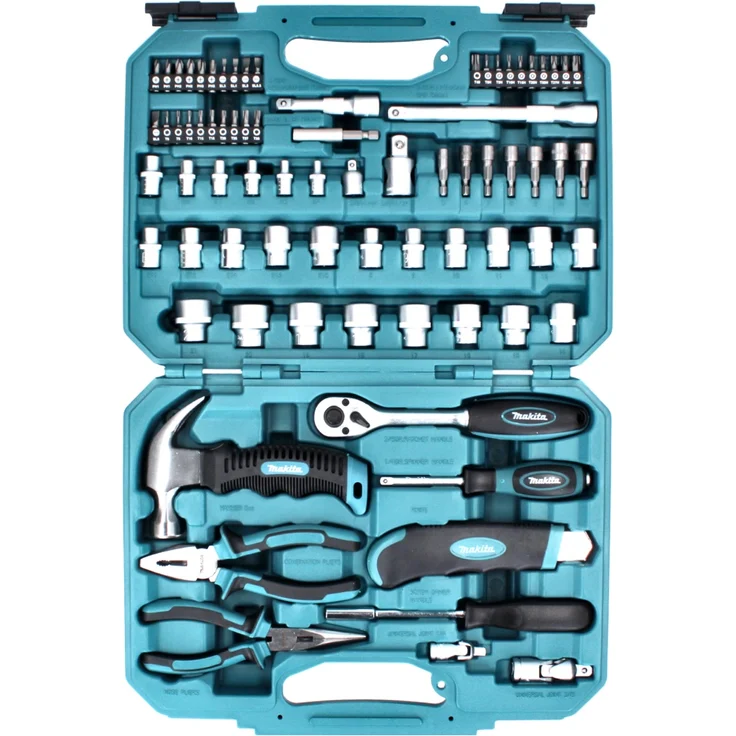 Makita Werkzeug-Set E-10899, Chrom Vanadium Stahl, 76tlg. mit Transportkoffer, Hammer, Kombizange und Cuttermesser – Bild 2