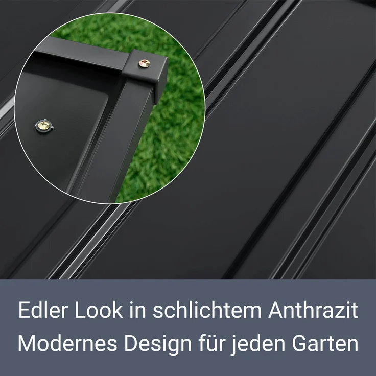 Juskys Mähroboter Garage MGMT1 mit Satteldach, anthrazit, Metall, 86 × 98 × 63 cm, Sonnen- und Regenschutz, anthrazit – Bild 9