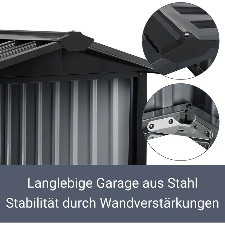 Juskys Mähroboter Garage MGMT1 mit Satteldach, anthrazit, Metall, 86 × 98 × 63 cm, Sonnen- und Regenschutz, anthrazit – Bild 5