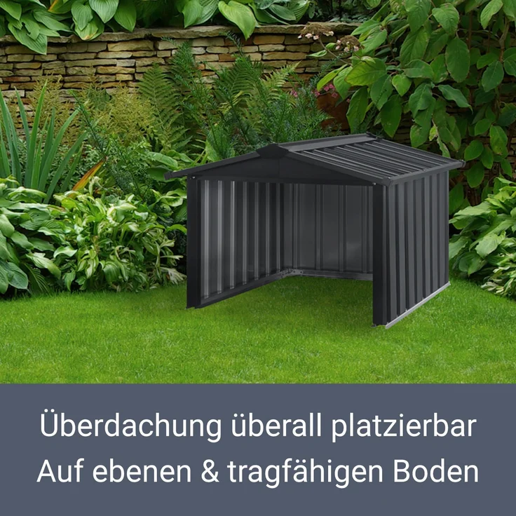 Juskys Mähroboter Garage MGMT1 mit Satteldach, anthrazit, Metall, 86 × 98 × 63 cm, Sonnen- und Regenschutz, anthrazit – Bild 10