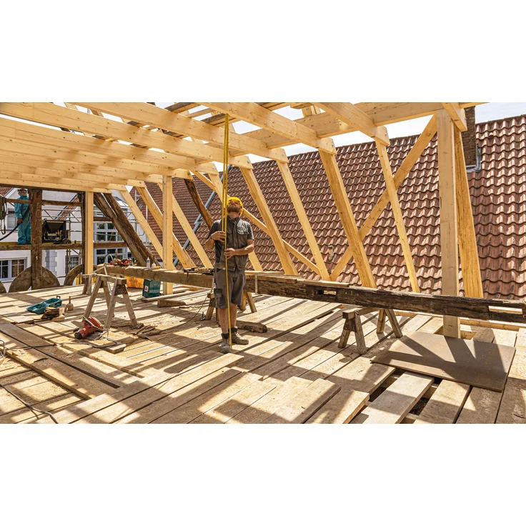 STABILA Taschenbandmaß BM 300, 5 m, Maßband mit doppelseitiger metrischer Skala, bruchsicheres PC/ABS-Gehäuse, SPIKES-Haken, Stahlband mit NYLON-WRAP-Ummantelung, Gürtel-Clip, MID-Genauigkeit – Bild 12