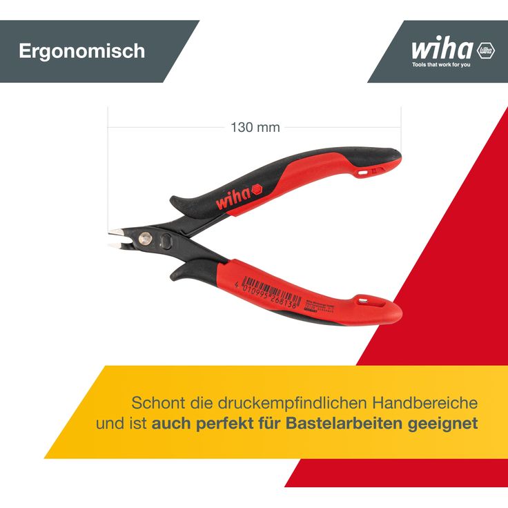 Wiha Präzisions Seitenschneider Elektronik klein (26813) breiter, spitzer Kopf ohne Wate 130mm I Mini Drahtschneider für Elektroinstallation – Bild 5