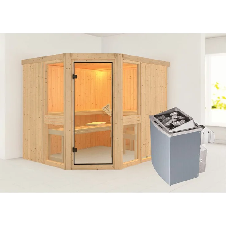 Karibu Sauna Amelia 3 Set mit Ofen 8 kW – Bild 1
