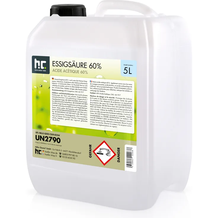 Höfer Chemie GmbH 4 x 5 Liter Essigsäure 60% in Kanistern