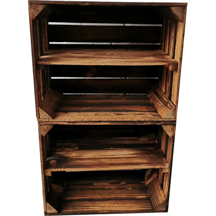 Alte geflammte Obstkisten-Holzkisten-Weinkisten-Apfelkisten Boden LANG -Set 3