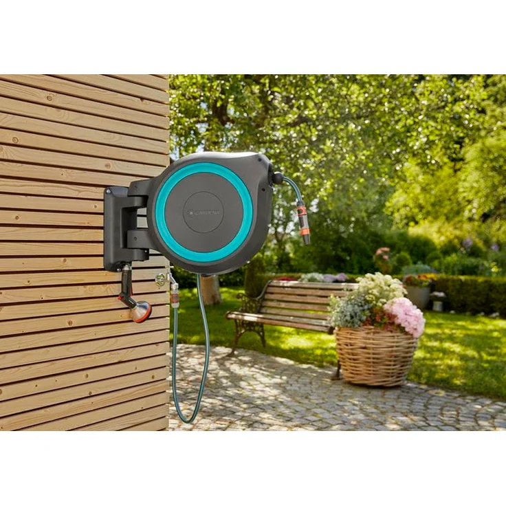 GARDENA Wand-Schlauchbox RollUp L 18625-20 30 Meter türkis 18625-20 180° schwenkbar – Bild 2