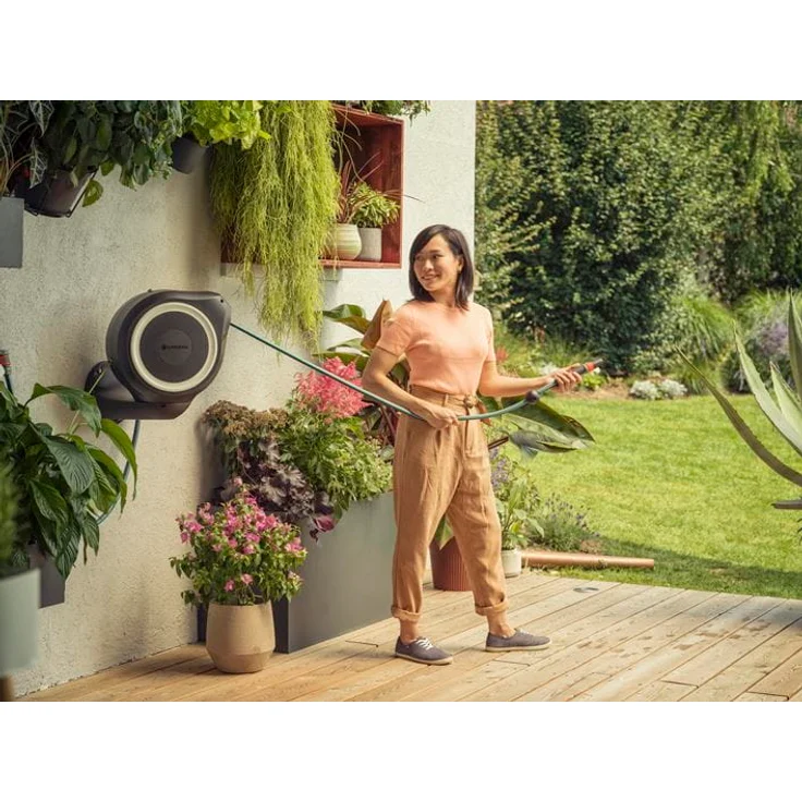 GARDENA Wand-Schlauchbox RollUp L 18627-20 30 Meter weiß 18627-20 180° schwenkbar frostsicher – Bild 4